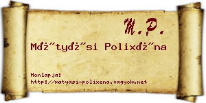 Mátyási Polixéna névjegykártya